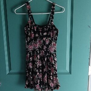 Floral Print Chemise - Black and Pink